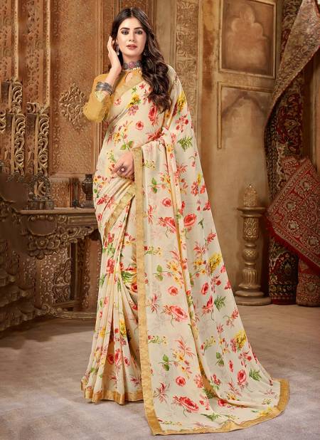 Beige Colour Ashika KALKI Fancy Printed Designer Casual Wear Saree Collection 5218